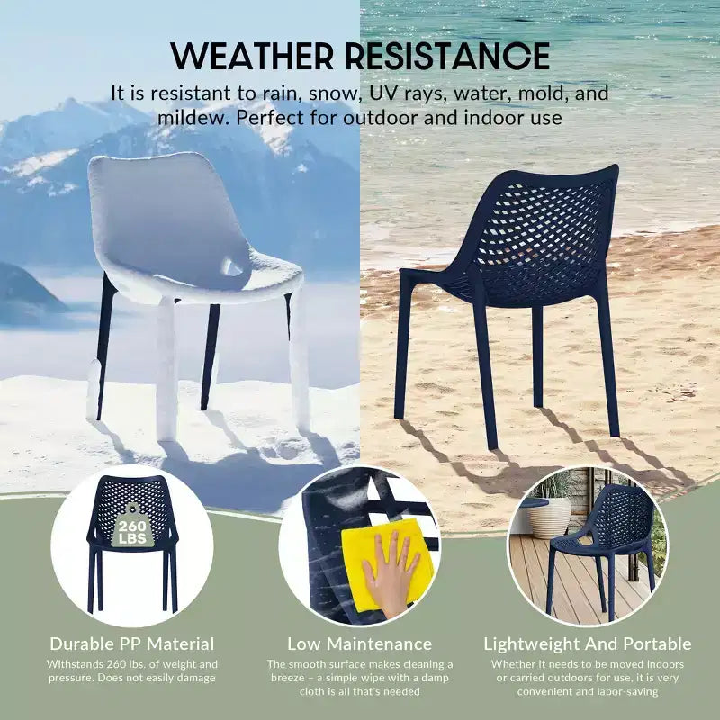 WestinTrends Chaises de salle à manger modernes empilables en plastique Playa (Lot de 2)