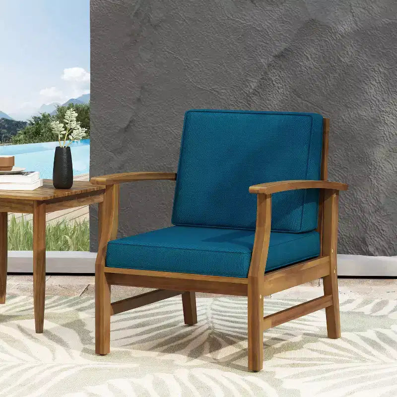 Fauteuil de jardin GDFStudio Abena en bois d'acacia avec coussins