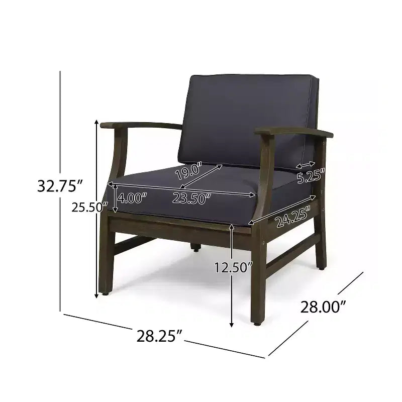 Fauteuil de jardin GDFStudio Abena en bois d'acacia avec coussins