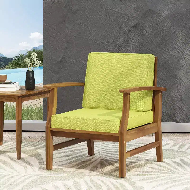 Fauteuil de jardin GDFStudio Abena en bois d'acacia avec coussins