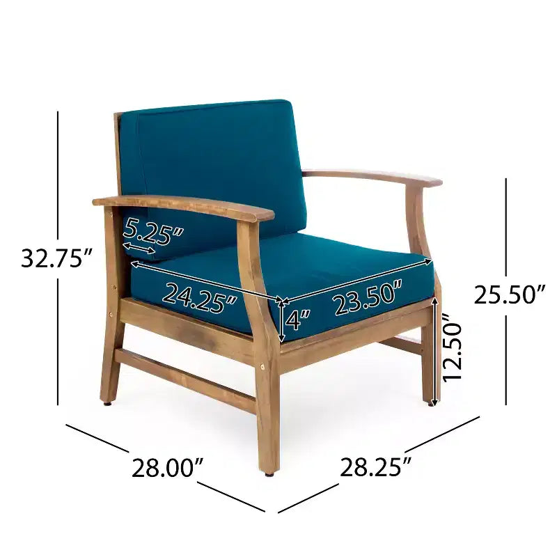 Fauteuil de jardin GDFStudio Abena en bois d'acacia avec coussins