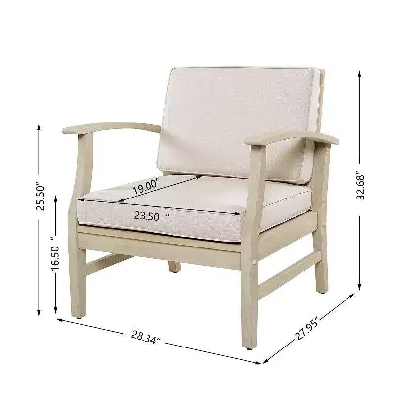 Fauteuil de jardin GDFStudio Abena en bois d'acacia avec coussins
