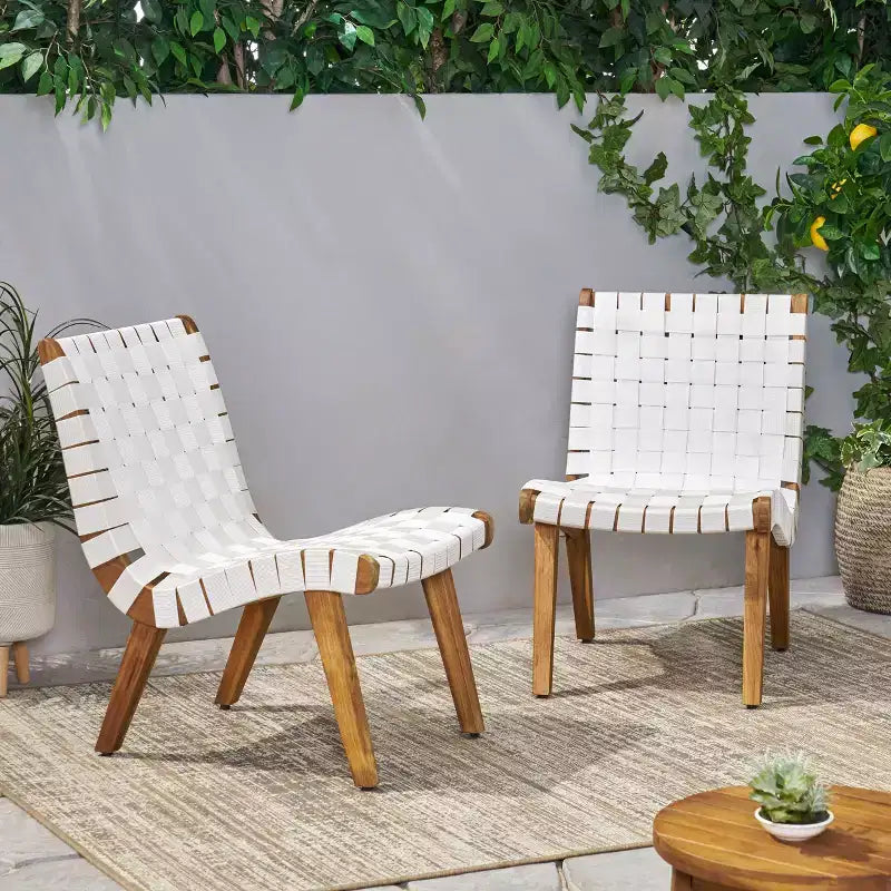 GDFStudio Ocilla Chaises longues d'extérieur en bois d'acacia et corde tressée (lot de 2)