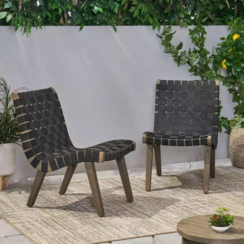 GDFStudio Ocilla Chaises longues d'extérieur en bois d'acacia et corde tressée (lot de 2)