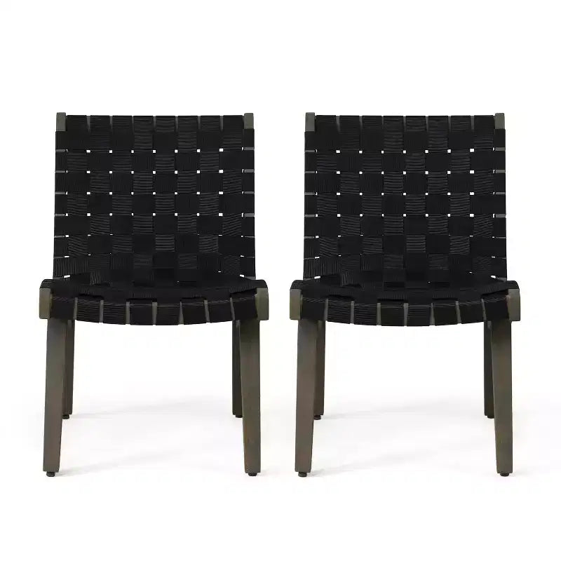 GDFStudio Ocilla Outdoor Acacia Wood and Rope Weave Lounge Chairs (Set of 2)
