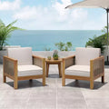 GDFStudio Allegra Outdoor Acacia Wood and Wicker Club Chair with Cushion