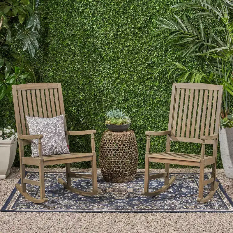 Christopher Knight Home Arcadia Chaises à Bascule d'extérieur en Bois d'Acacia (Lot de 2)