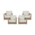 Christopher Knight Home Westchester Outdoor Acacia Wood Club Chairs with Cushions (Set of 4), Brown/Beige