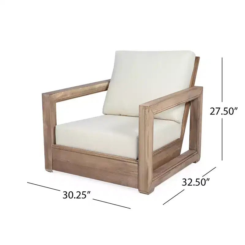 Christopher Knight Home Westchester, Chaises de club d'extérieur en bois d'acacia avec coussins (Lot de 4), Marron/Beige