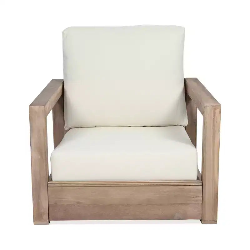 Christopher Knight Home Westchester, Chaises de club d'extérieur en bois d'acacia avec coussins (Lot de 4), Marron/Beige