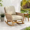 Elegant Wicker Rocking Chair with Cushions, Wooden Glider Rocker Recliner w/ Rattan Armrest Perfect for Indoor and Outdoor Use - ModernLuxe