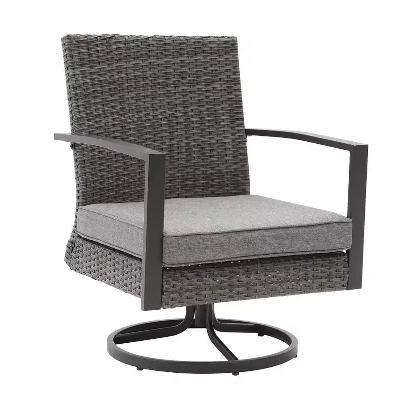 Chaises de salle à manger pivotantes Heynemo pour terrasse avec rotation à 360 degrés, chaises en rotin toutes saisons avec coussins et cadre en métal pour véranda, bistrot, balcon