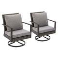 Heynemo Patio Swivel Dining Chairs with 360-Degree Rotating, All Weather Rattan Chairs with Cushions & Metal Frame for Porch, Bistro, Balcony