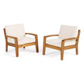 Christopher Knight Home Parma Outdoor Acacia Wood Club Chairs with Water-Resistant Cushions (Set of 2)