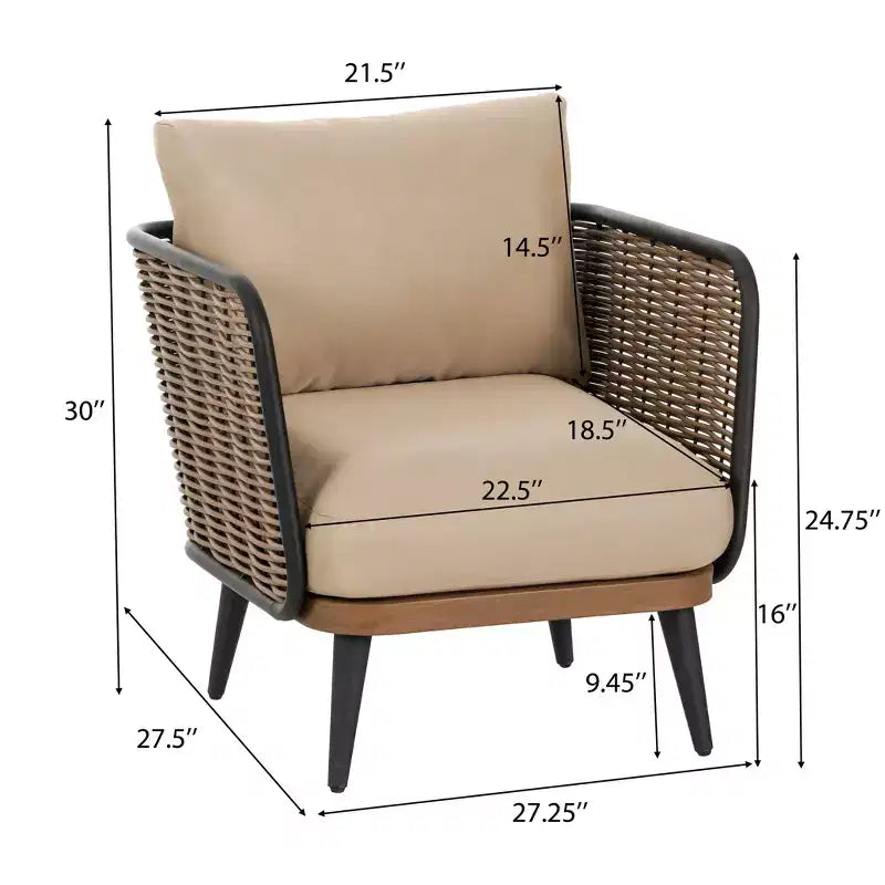 Christopher Knight Home Fauteuil de jardin Bonita en fer rustique et rotin avec coussins, beige