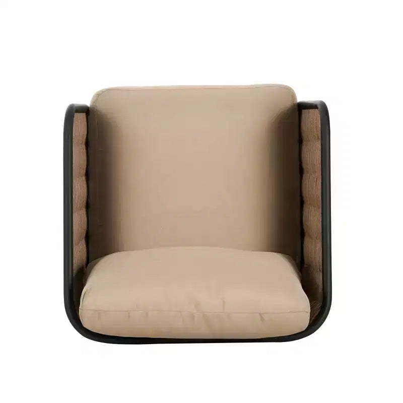 Christopher Knight Home Fauteuil de jardin Bonita en fer rustique et rotin avec coussins, beige