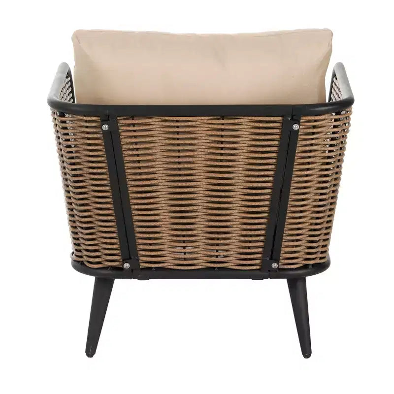 Christopher Knight Home Fauteuil de jardin Bonita en fer rustique et rotin avec coussins, beige