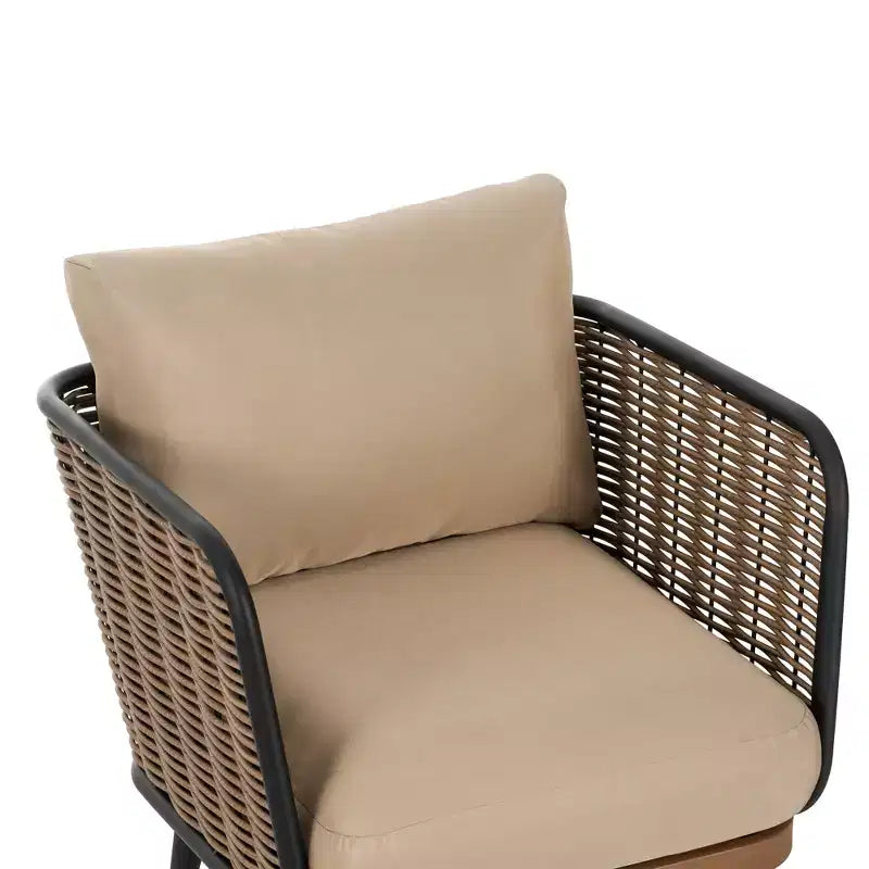 Christopher Knight Home Fauteuil de jardin Bonita en fer rustique et rotin avec coussins, beige