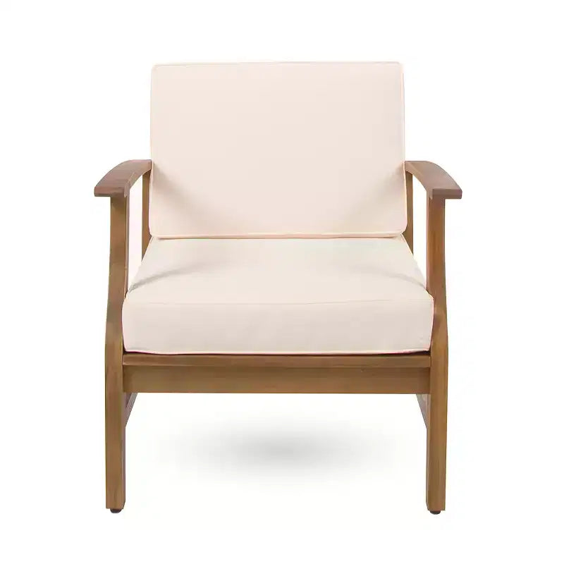 Chaises de club d'extérieur GDFStudio Abena en bois d'acacia avec coussins (lot de 4)
