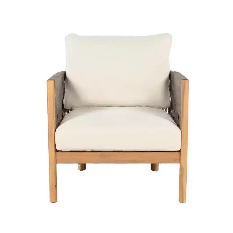 Christopher Knight Home Celeste, fauteuil de club rembourré en bois d'acacia tressé avec corde, pour l'extérieur