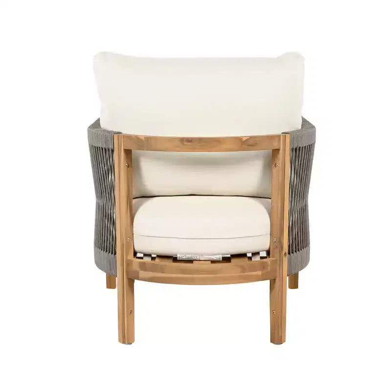 Christopher Knight Home Celeste, fauteuil de club rembourré en bois d'acacia tressé avec corde, pour l'extérieur