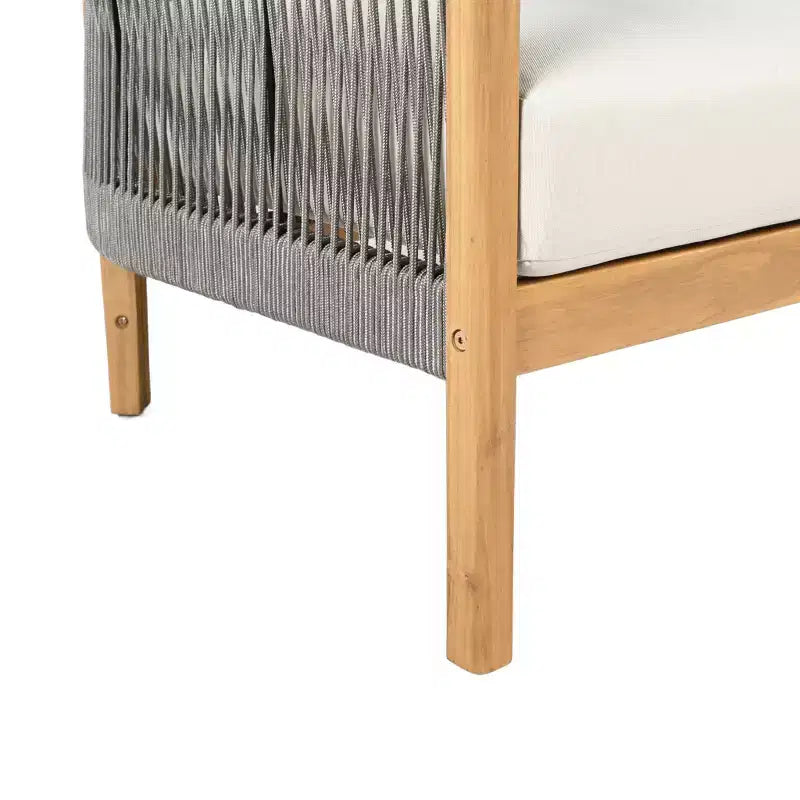 Christopher Knight Home Celeste, fauteuil de club rembourré en bois d'acacia tressé avec corde, pour l'extérieur