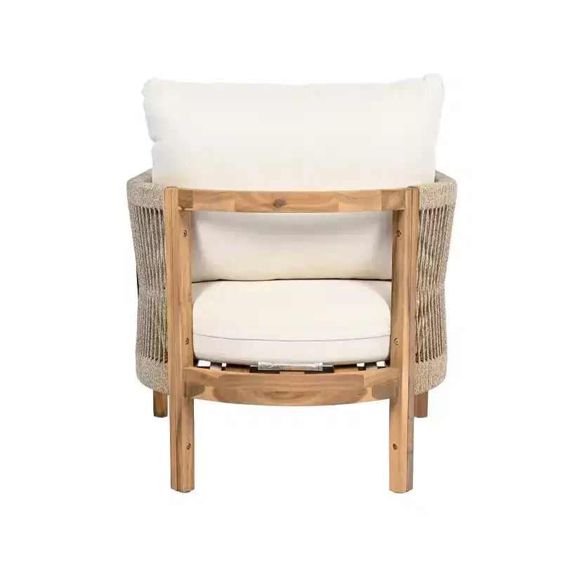 Christopher Knight Home Celeste, fauteuil de club rembourré en bois d'acacia tressé avec corde, pour l'extérieur