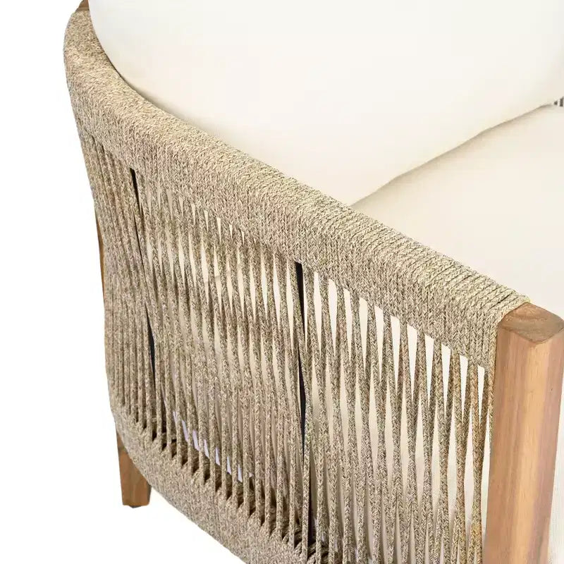 Christopher Knight Home Celeste, fauteuil de club rembourré en bois d'acacia tressé avec corde, pour l'extérieur