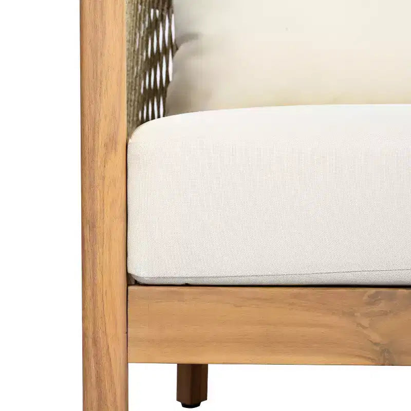 Christopher Knight Home Celeste, fauteuil de club rembourré en bois d'acacia tressé avec corde, pour l'extérieur