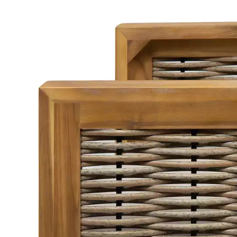 Fauteuil de jardin, fauteuil club à cadre en bois d'acacia avec accents en osier et coussins - Merax