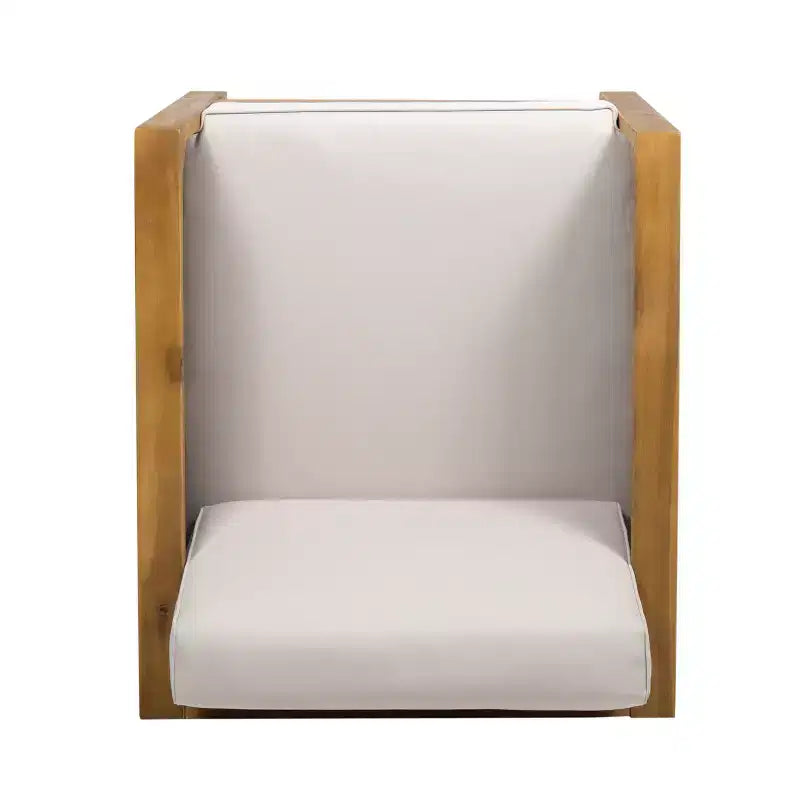 Fauteuil de jardin, fauteuil club à cadre en bois d'acacia avec accents en osier et coussins - Merax