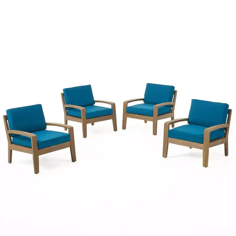 Christopher Knight Home Grenada Chaises de club d'extérieur en bois d'acacia avec coussins (Lot de 4)