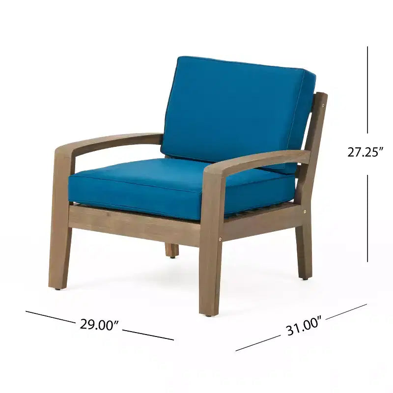 Christopher Knight Home Grenada Chaises de club d'extérieur en bois d'acacia avec coussins (Lot de 4)