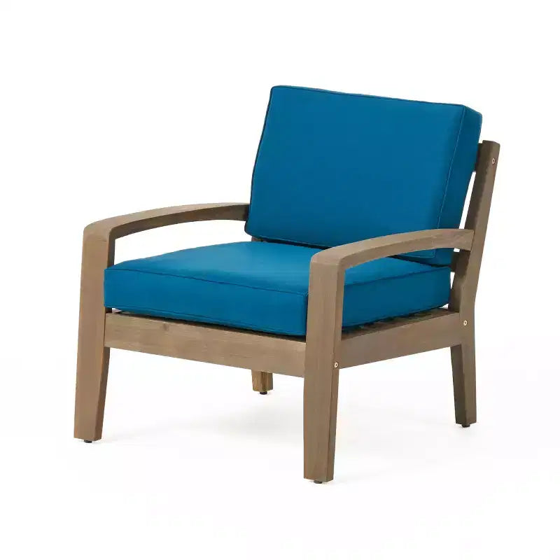 Christopher Knight Home Grenada Chaises de club d'extérieur en bois d'acacia avec coussins (Lot de 4)