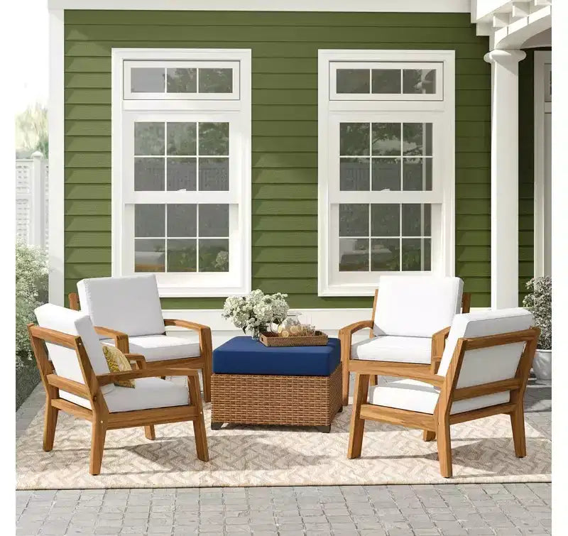 Christopher Knight Home Grenada Chaises de club d'extérieur en bois d'acacia avec coussins (Lot de 4)