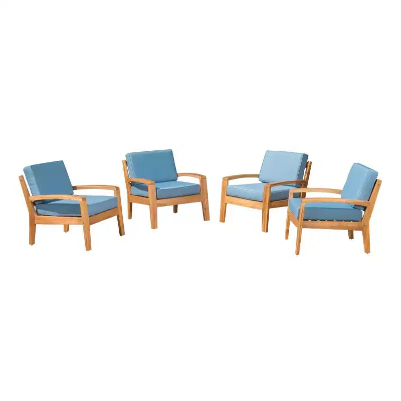 Christopher Knight Home Grenada Chaises de club d'extérieur en bois d'acacia avec coussins (Lot de 4)