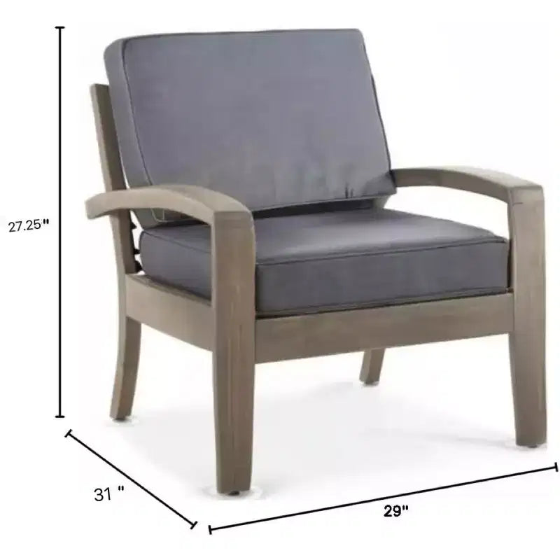 Christopher Knight Home Grenada Chaises de club d'extérieur en bois d'acacia avec coussins (Lot de 4)