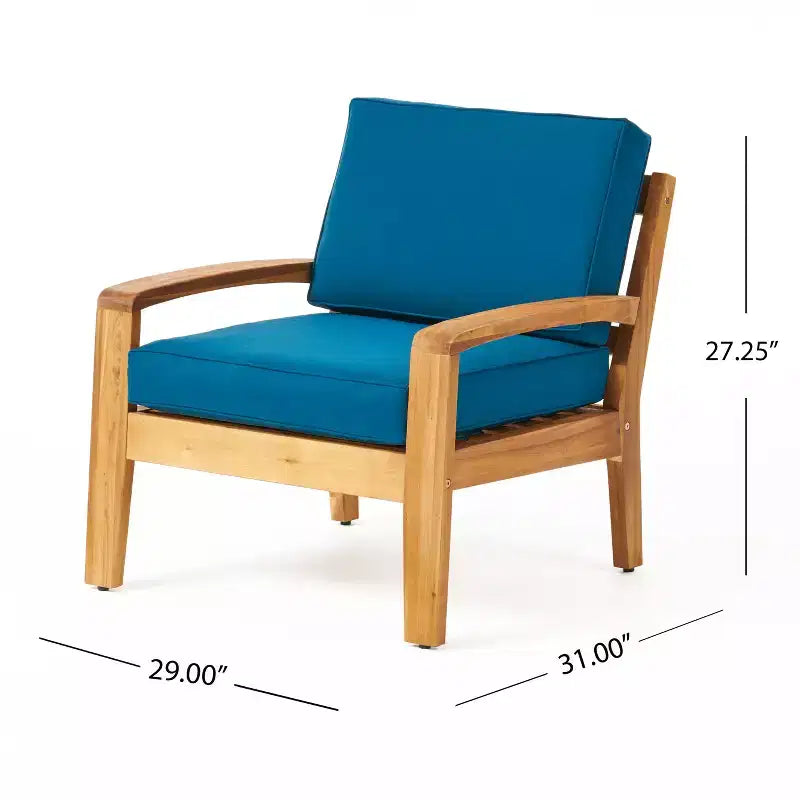 Christopher Knight Home Grenada Chaises de club d'extérieur en bois d'acacia avec coussins (Lot de 4)