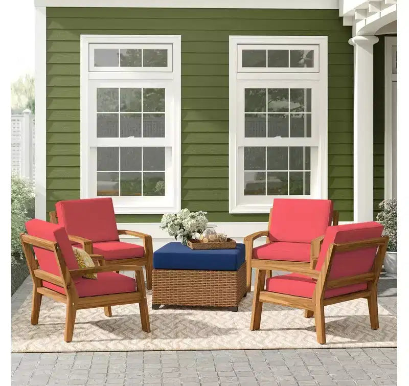 Christopher Knight Home Grenada Chaises de club d'extérieur en bois d'acacia avec coussins (Lot de 4)
