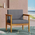 GDFStudio Plumb Outdoor Acacia Wood Club Chair with Gray Water Resistant Cushions