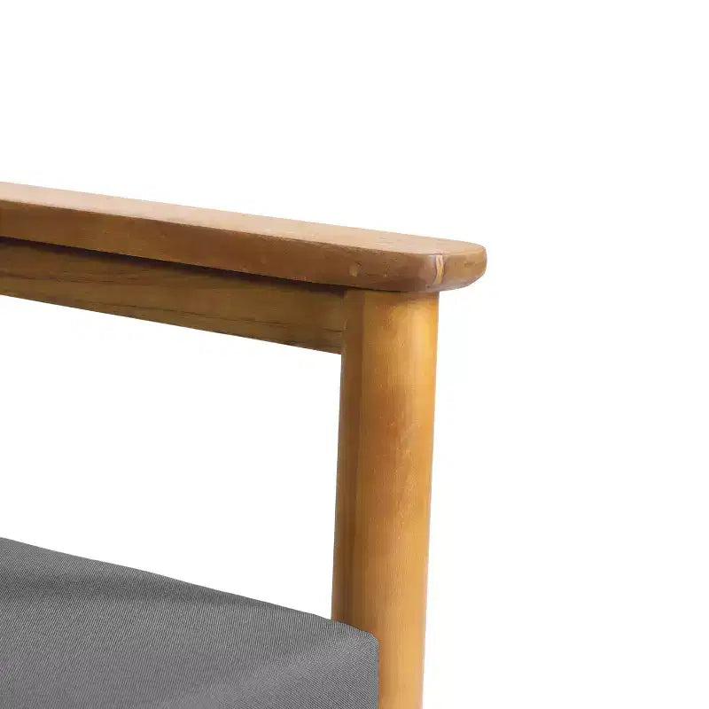 GDFStudio Plumb Chaise de club d'extérieur en bois d'acacia avec coussins gris résistants à l'eau
