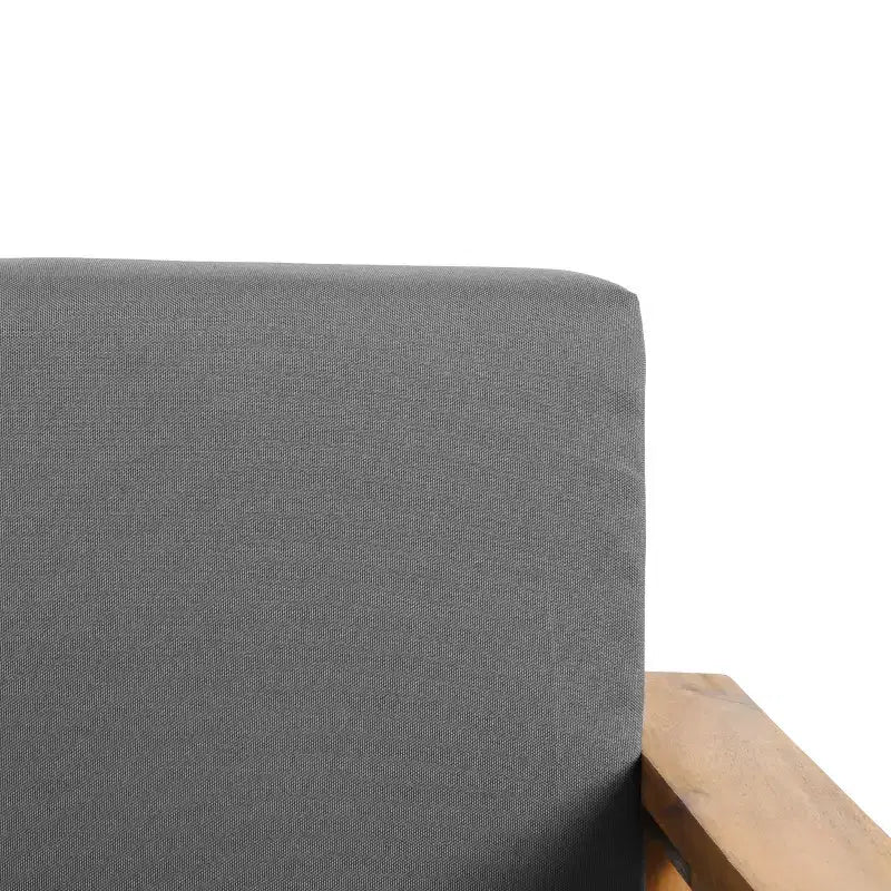 GDFStudio Plumb Chaise de club d'extérieur en bois d'acacia avec coussins gris résistants à l'eau