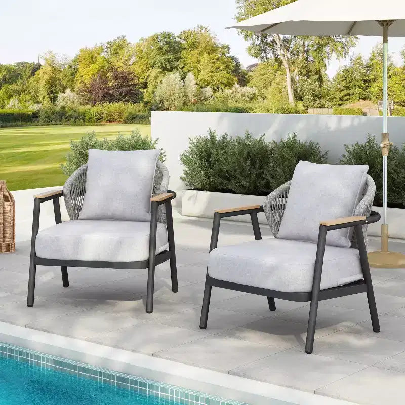 Christopher Knight Home Ove Fauteuil de club d'extérieur en métal tressé avec coussin