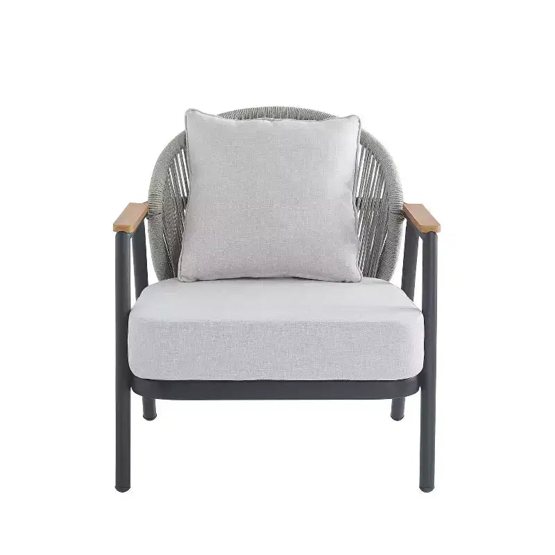 Christopher Knight Home Ove Fauteuil de club d'extérieur en métal tressé avec coussin