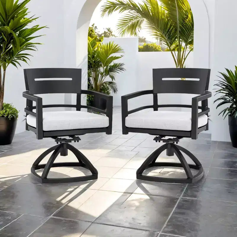 Christopher Knight Home Mirabelle - Chaise pivotante en aluminium avec coussins Sunbrella amovibles (lot de 2)