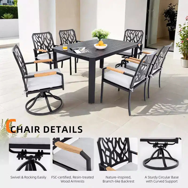Christopher Knight Home Mirabelle - Chaise pivotante en aluminium avec coussins Sunbrella amovibles (lot de 2)