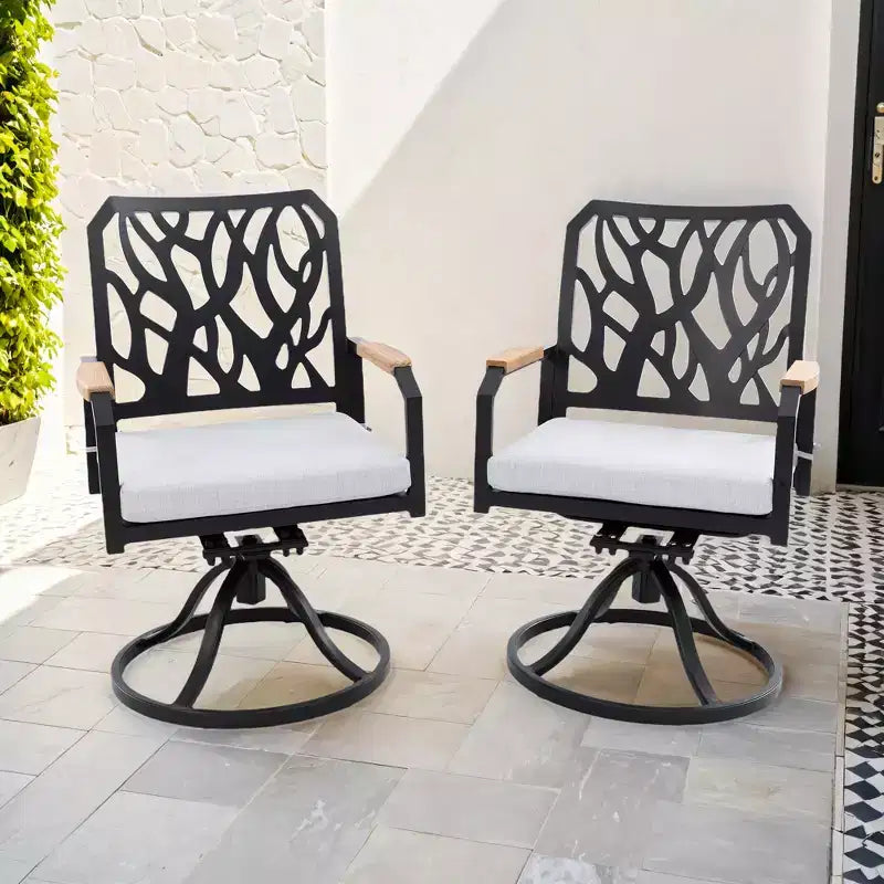 Christopher Knight Home Mirabelle Aluminum Swivel Chair with Removable Sunbrella Cushions( Set of 2