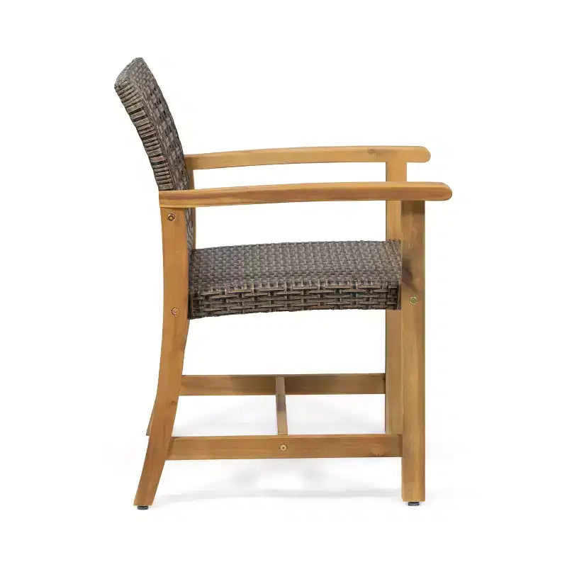 Christopher Knight Home Ensemble de salle à manger 5 pièces en bois d'acacia et osier, teck/moka mélangé