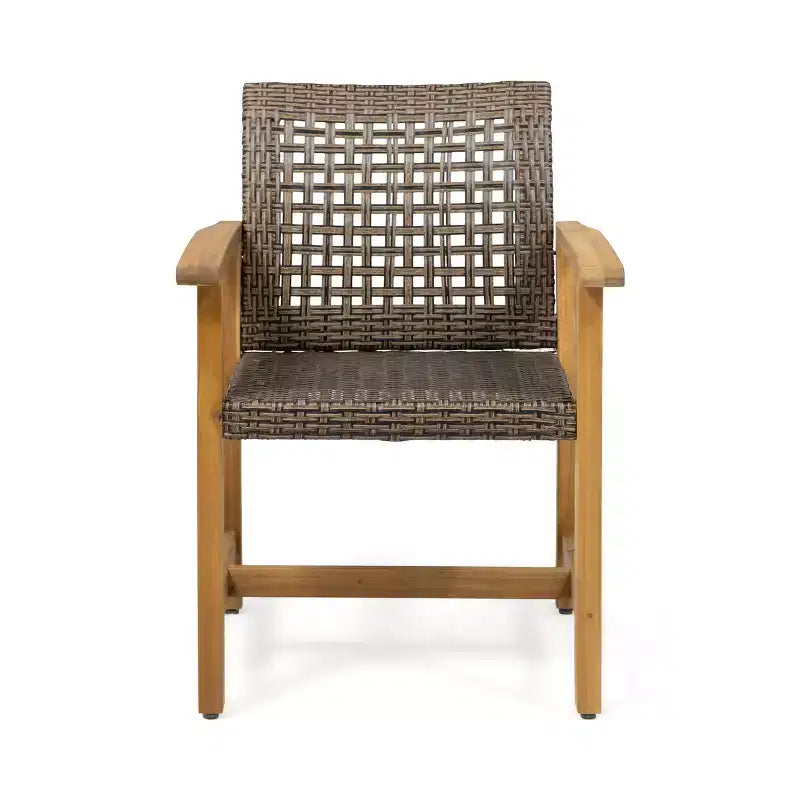 Christopher Knight Home Ensemble de salle à manger 5 pièces en bois d'acacia et osier, teck/moka mélangé