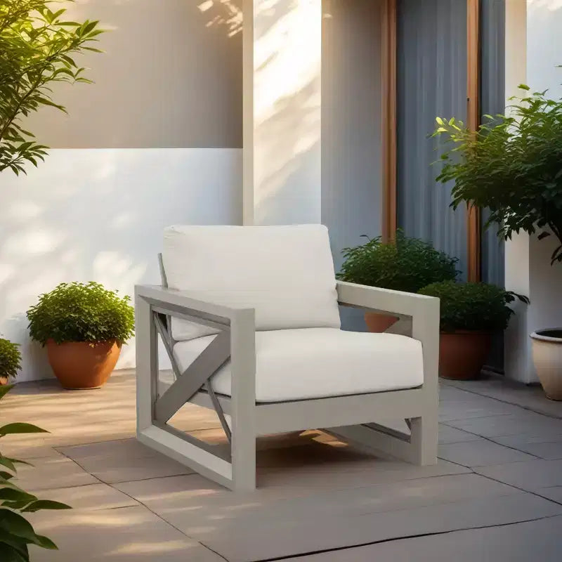Christopher Knight Home Myra Outdoor Modern Powder Coated Aluminum Geometric Pattern Club Chair with Water Resistant Cushions